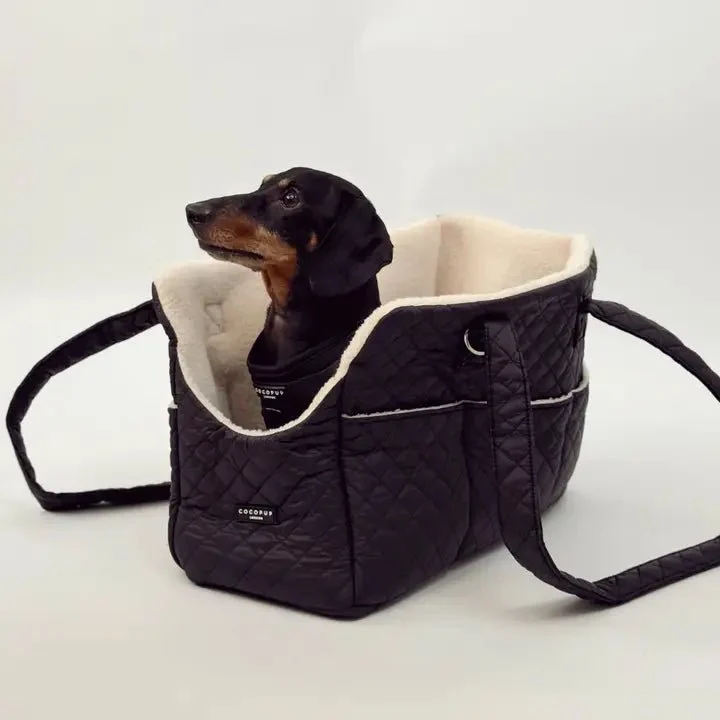 Sac de transport pour chien noir matelassé CocoPup London 🐾
