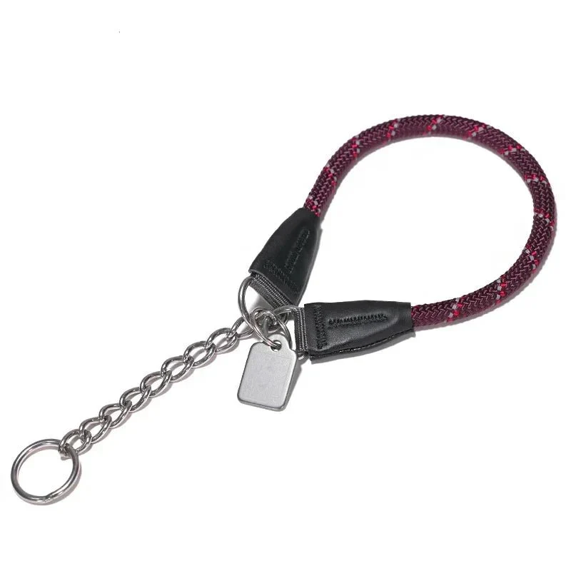 Collier Corde Style Marin Rouge Vin Chien
