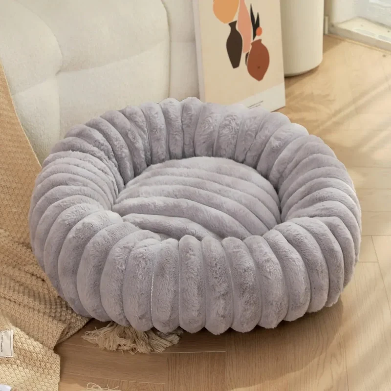 Panier Velours Gris Moelleux Gros Chien