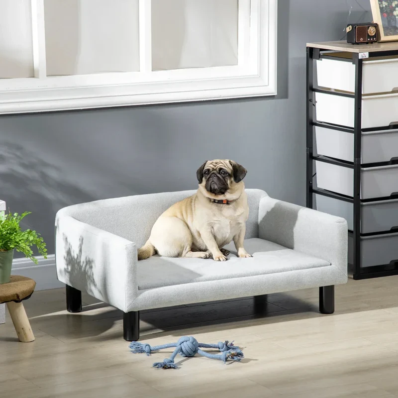 Canapé Premium Velours Gris Chien Luxe