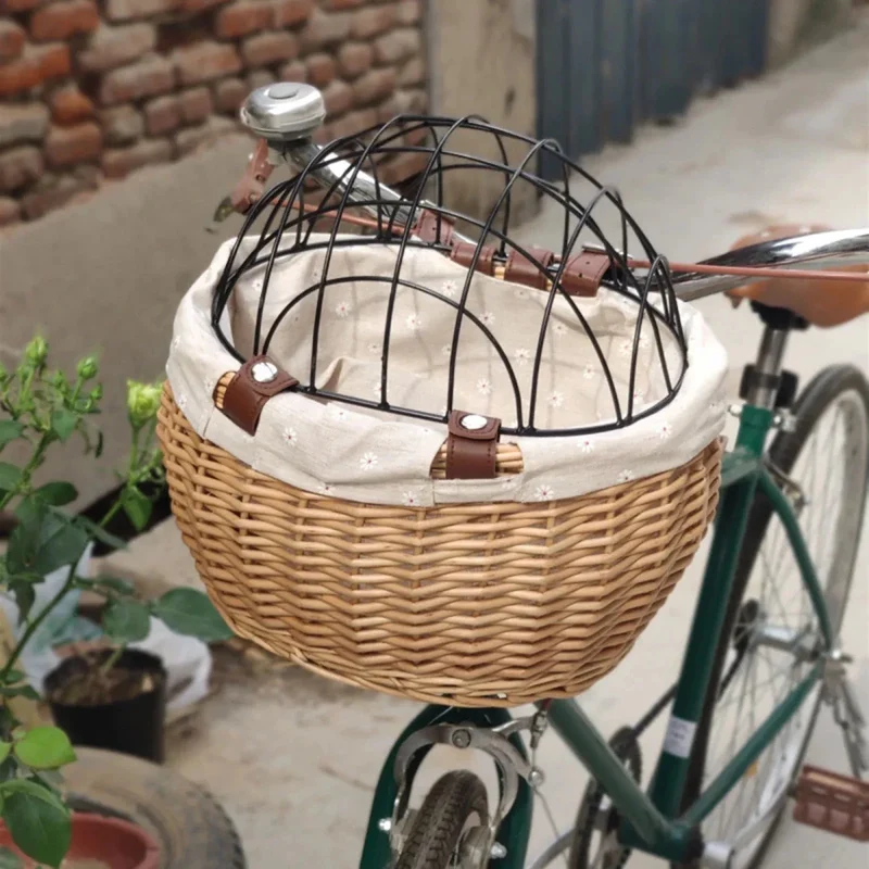 Panier Vélo Osier Chien Transport Sécurisé