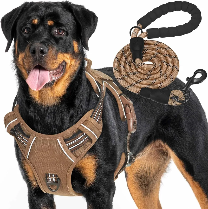 Harnais Tactique XL Gros Chien Marron Nylon