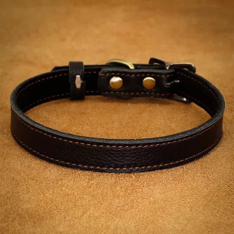 Collier Cuir Ajustable Chien 7 Couleurs