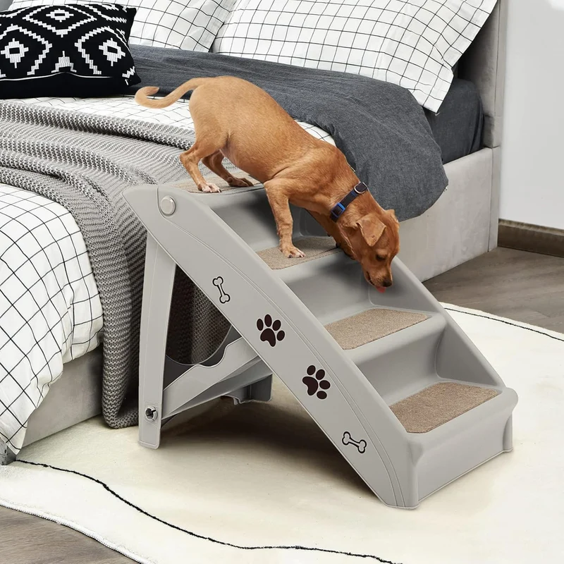 Escalier 4 Marches Plastique Chien Gris
