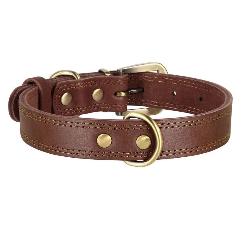Collier Cuir Véritable Réglable Gros Chien