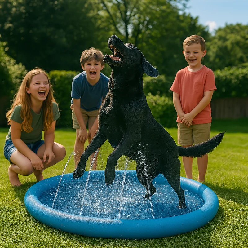 Piscine Pliable PVC Chien 150cm Bleu