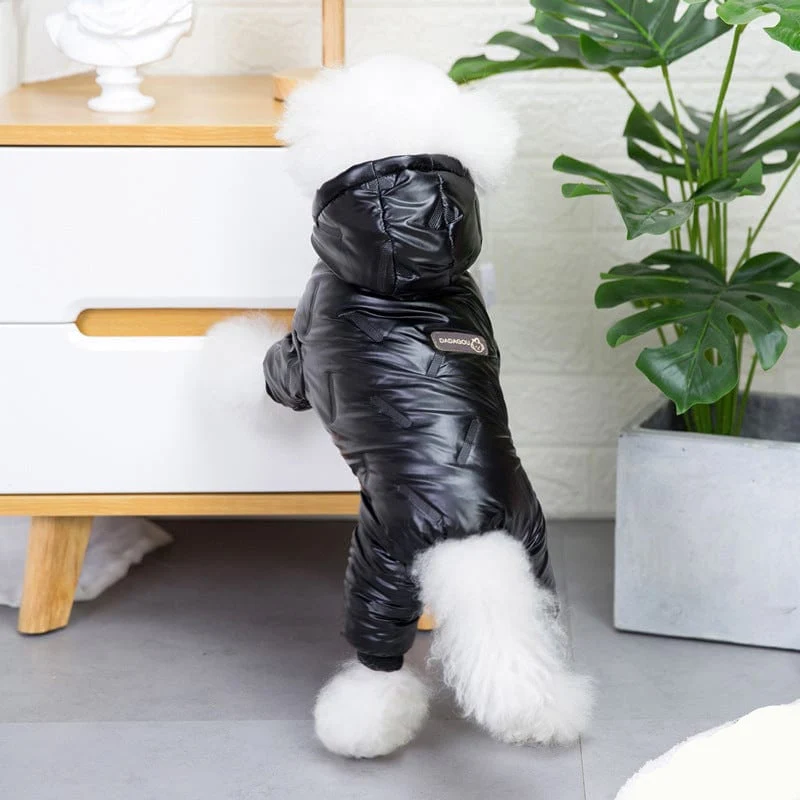 Manteau Imperméable Gros Chien Hiver Noir Blanc
