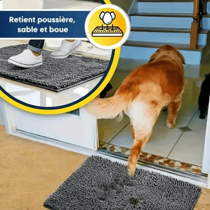 Tapis Microfibre Pattes Chien Antidérapant