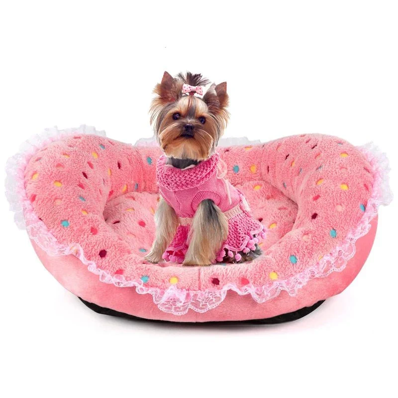 Panier Princesse Rose Velours Petit Chien