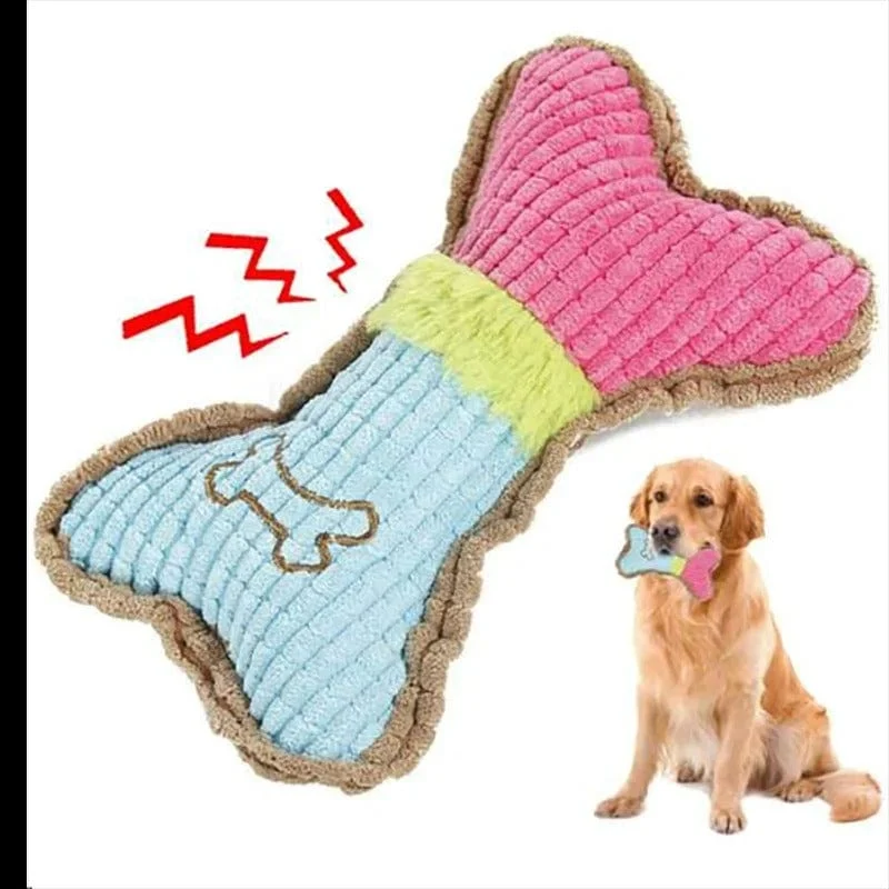 Jouet Os Peluche Couineur Résistant Chien