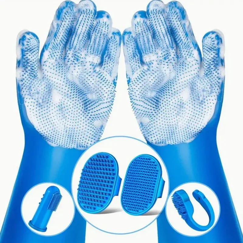 Gant Toilettage Silicone Chien Massage Kit