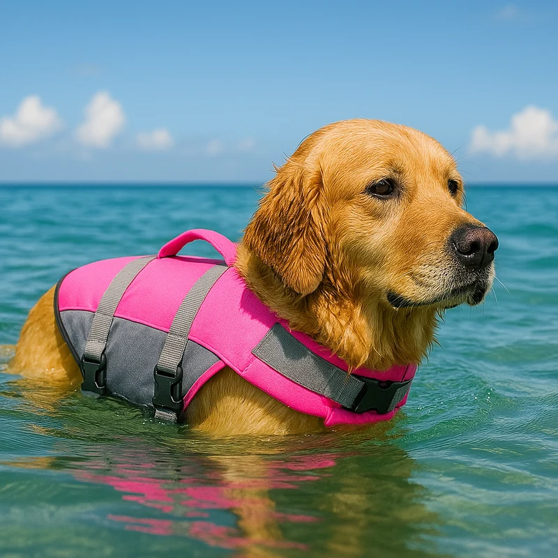Gilet Sauvetage Gros Chien Rose Flotteur