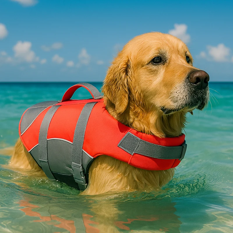 Gilet Sauvetage Gros Chien Orange Haute Visibilité