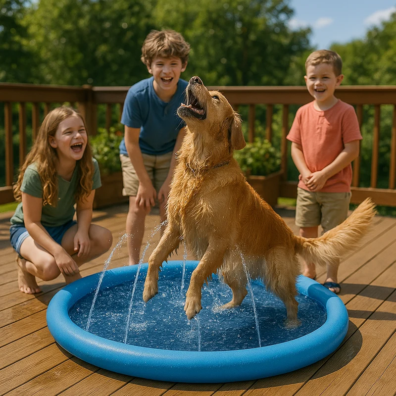 Piscine Chien Jet d'Eau Été PVC Renforcé