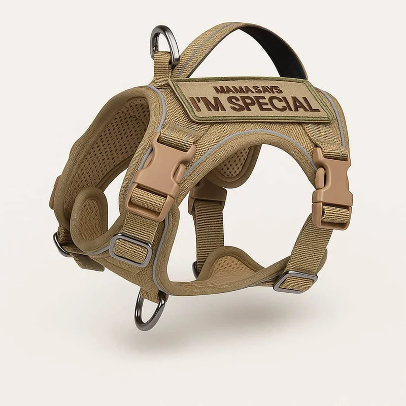Harnais Tactique Nylon Chien Kaki Noir