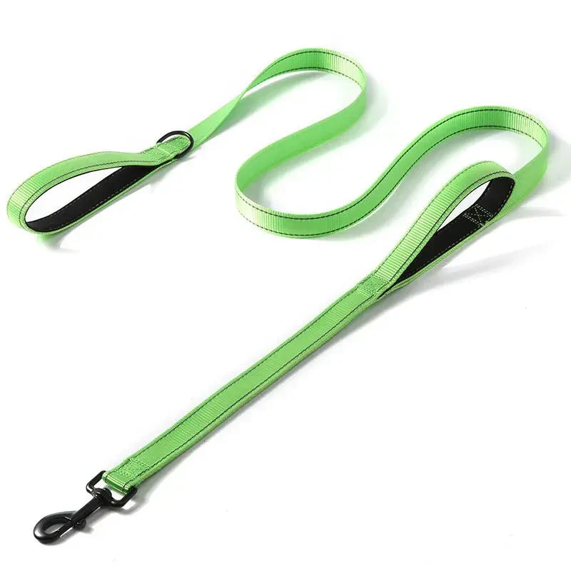 Laisse Double Poignée Nylon Gros Chien Puissant