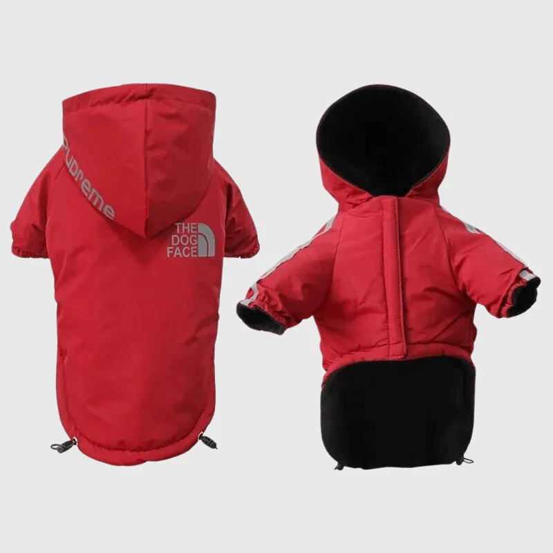 Manteau Imperméable Hiver Chien Rouge Noir