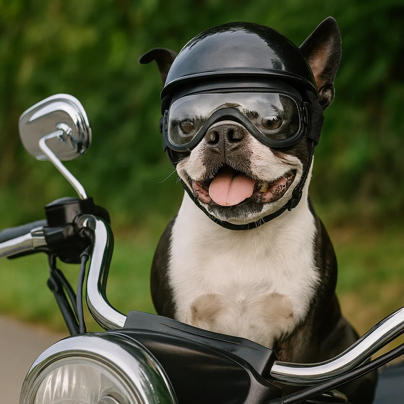 Casque Lunettes Moto Chien Multi-Couleurs Ajustable