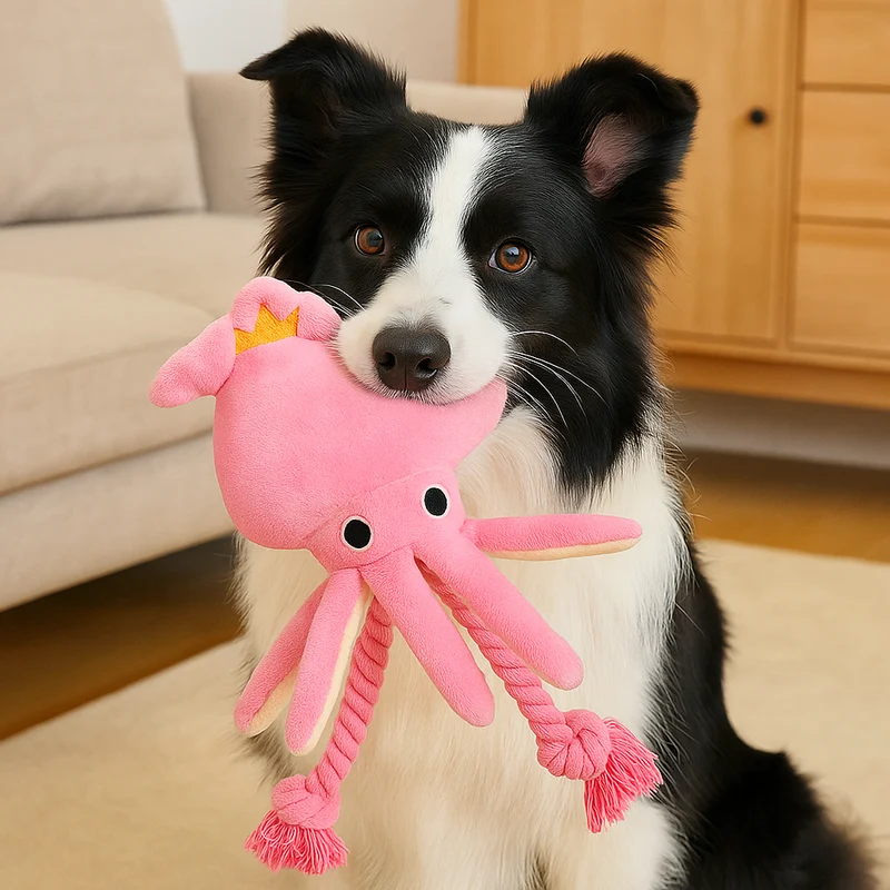 Peluche Pieuvre Interactive Chien Résistante