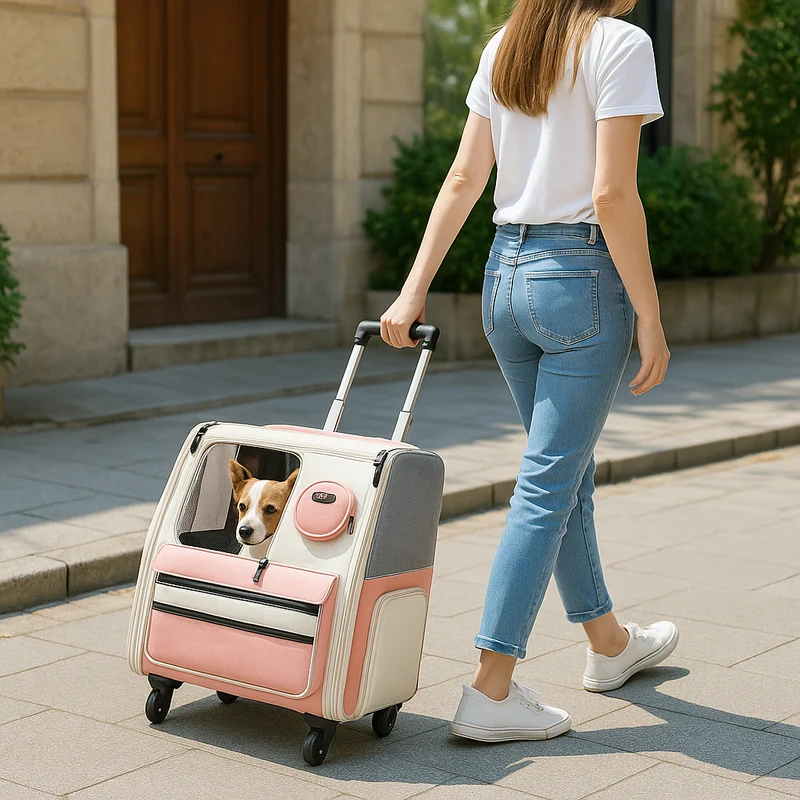Caisse Transport Roulette Gros Chien Oxford