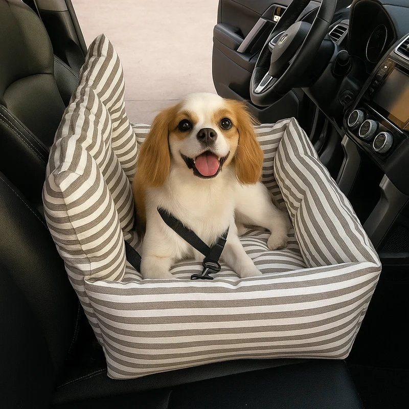 Panier Voiture Chien Rayures Gris