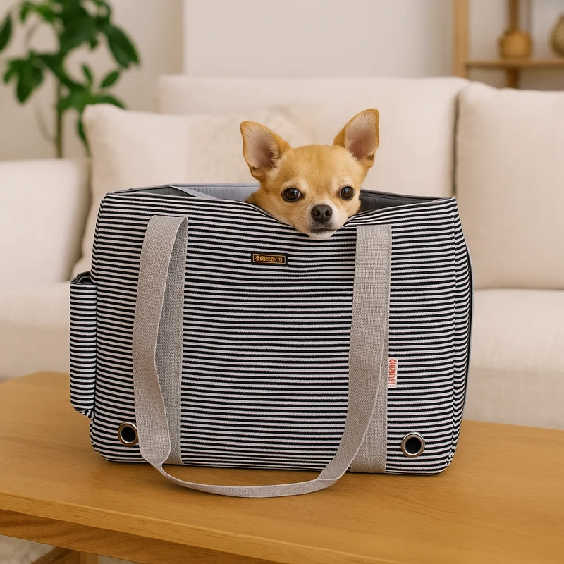 Sac Transport Souple Chien Rayé 4kg