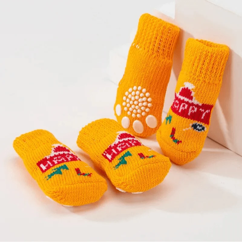 Chaussettes Antidérapantes Chien Orange