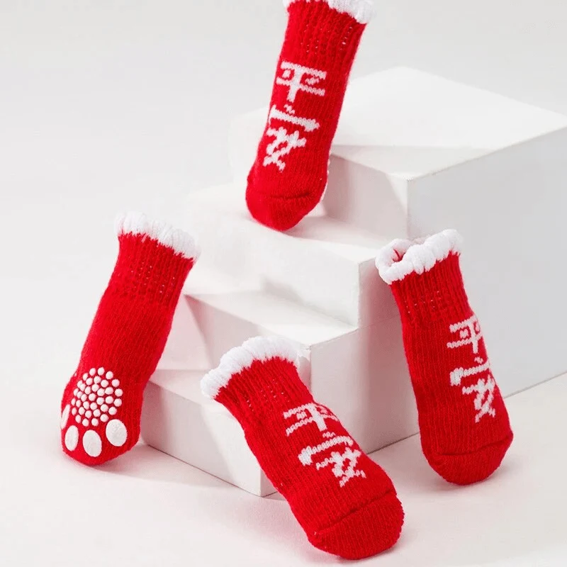 Chaussettes Antidérapantes Rouges Gros Chien