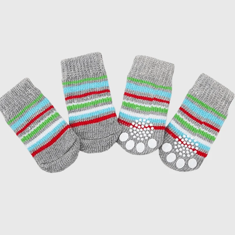 Chaussettes Antidérapantes Grises Chien Adhérence