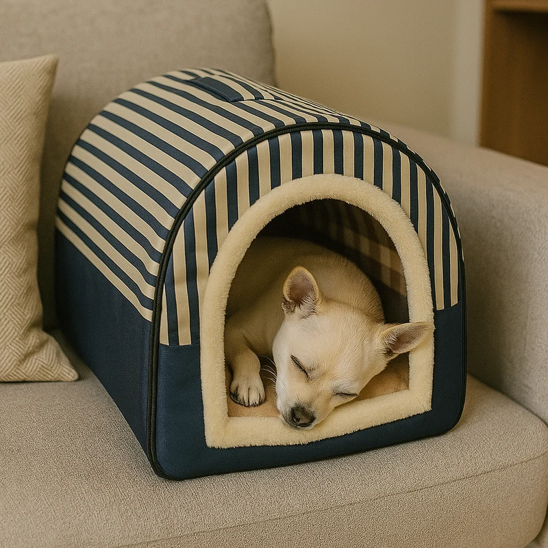 Niche Intérieure Chien Bleue Blanche Design
