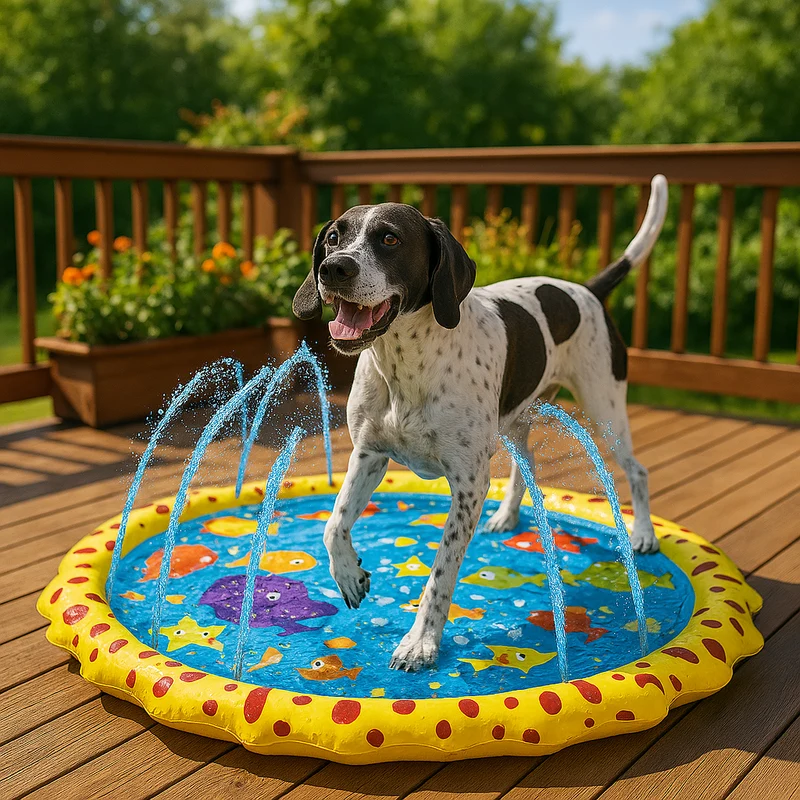 Piscine Jet Eau Chien Motifs Marins Gonflable