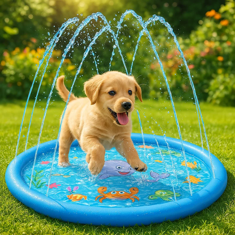 Piscine Été Chien Antidérapante PVC Bleu