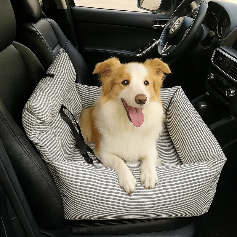 Panier Transport Chien Voiture Gris Traits