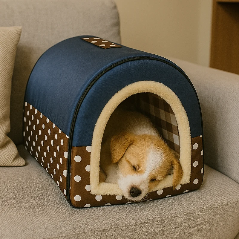 Niche Intérieur Chien Design Bleu Marron XXL