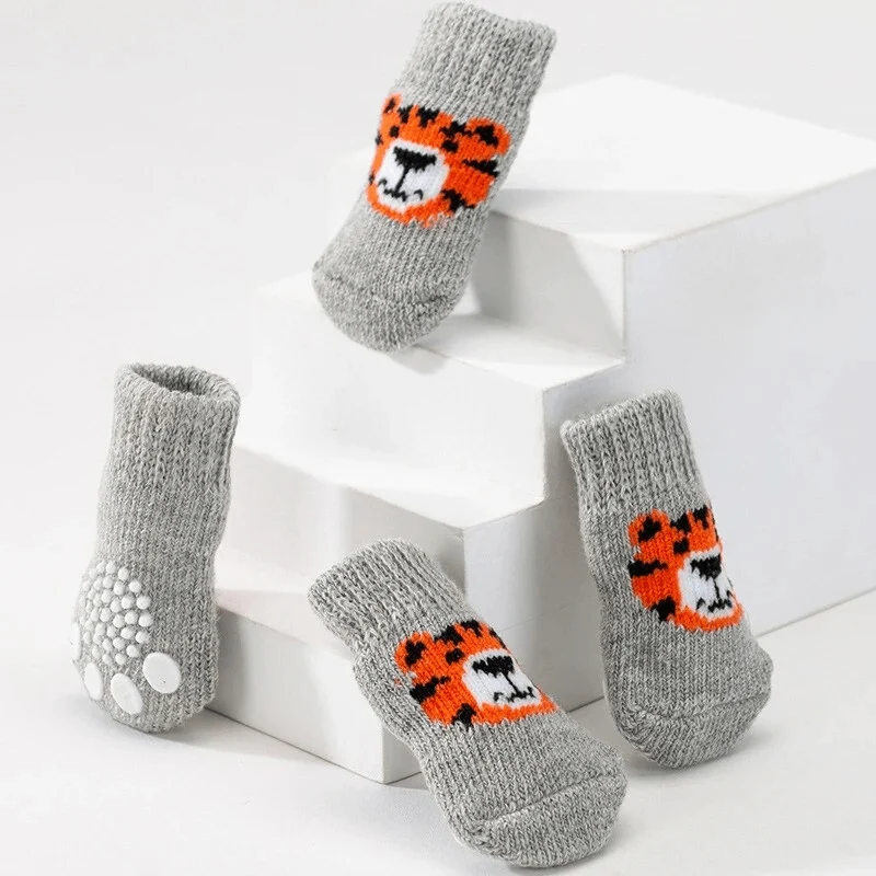 Chaussettes Antidérapantes Chien Tête Tigre