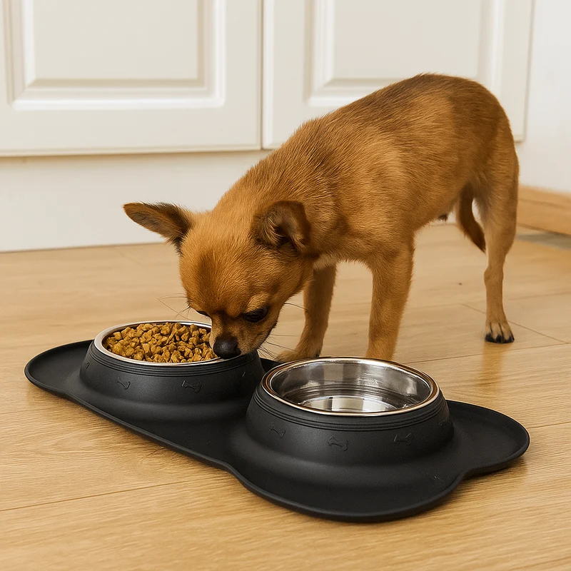 Support Porte-Gamelles Chien Inox Antidérapant