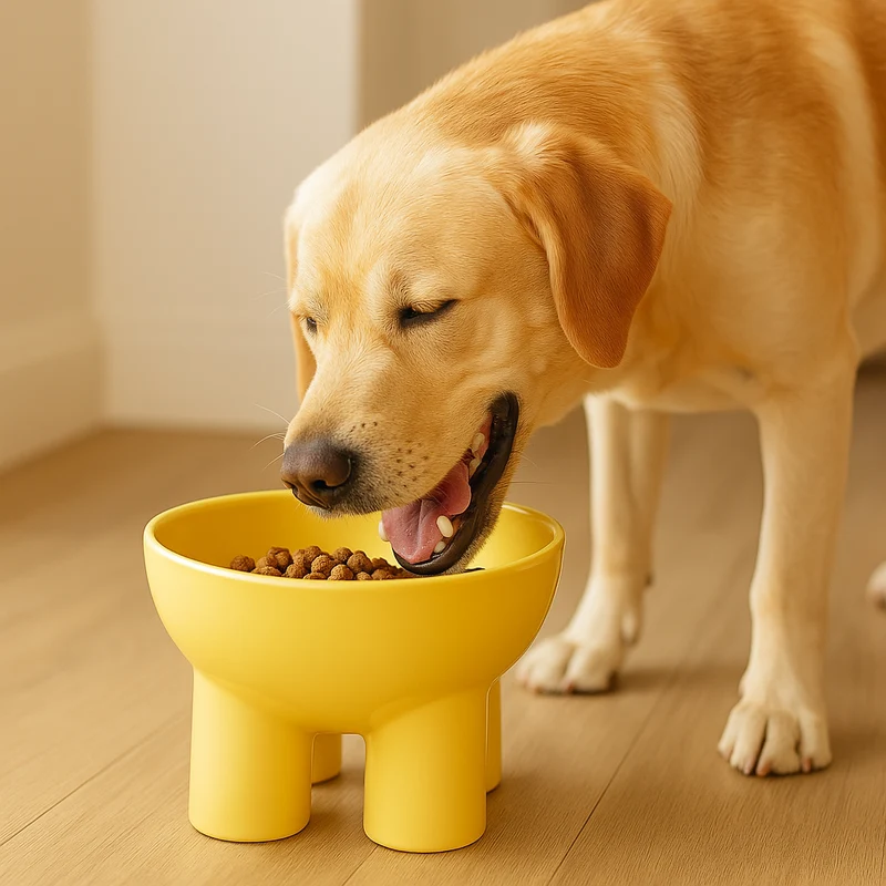 Gamelle Surélevée Ergonomique Gros Chien Jaune