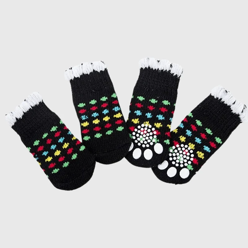 Chaussette Antidérapante Chien Noir Protection
