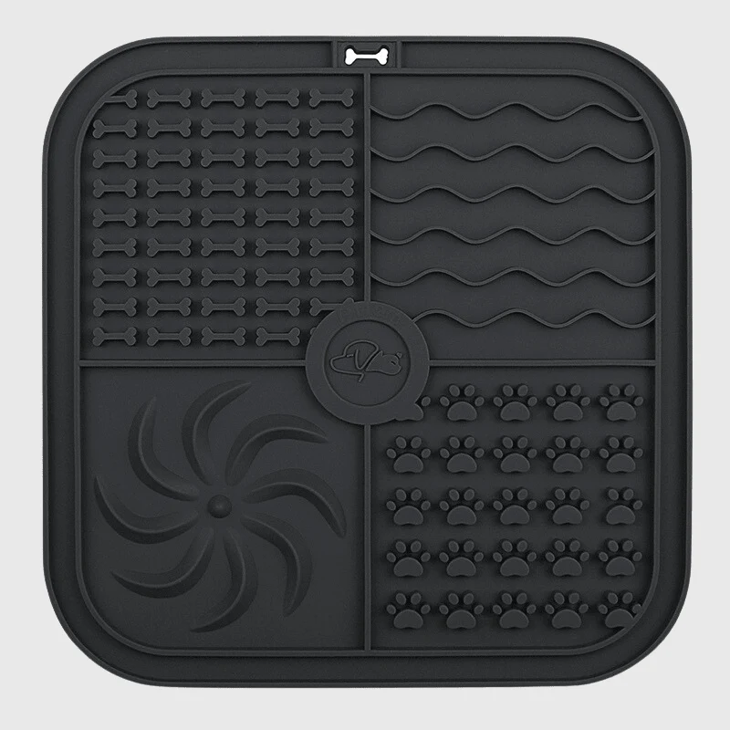 Tapis Léchage Silicone Carré 25cm Gros Chien