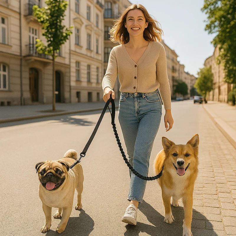Laisse Double Pivotante Gros Chien Nylon
