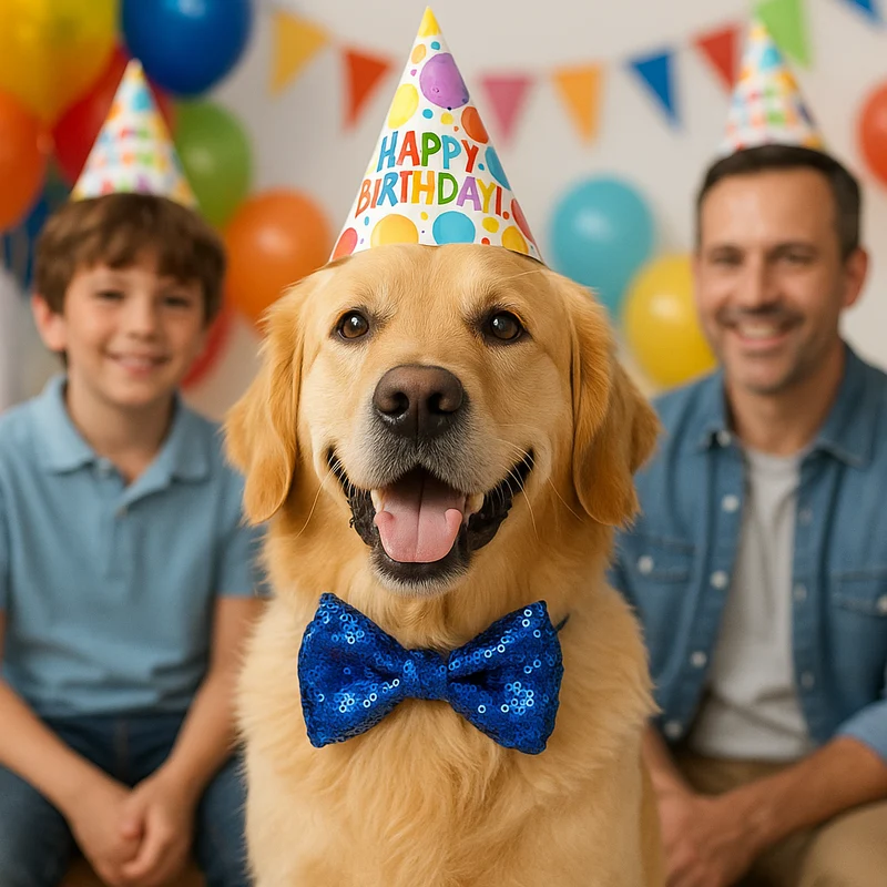 Nœud Papillon Anniversaire Chien Ajustable