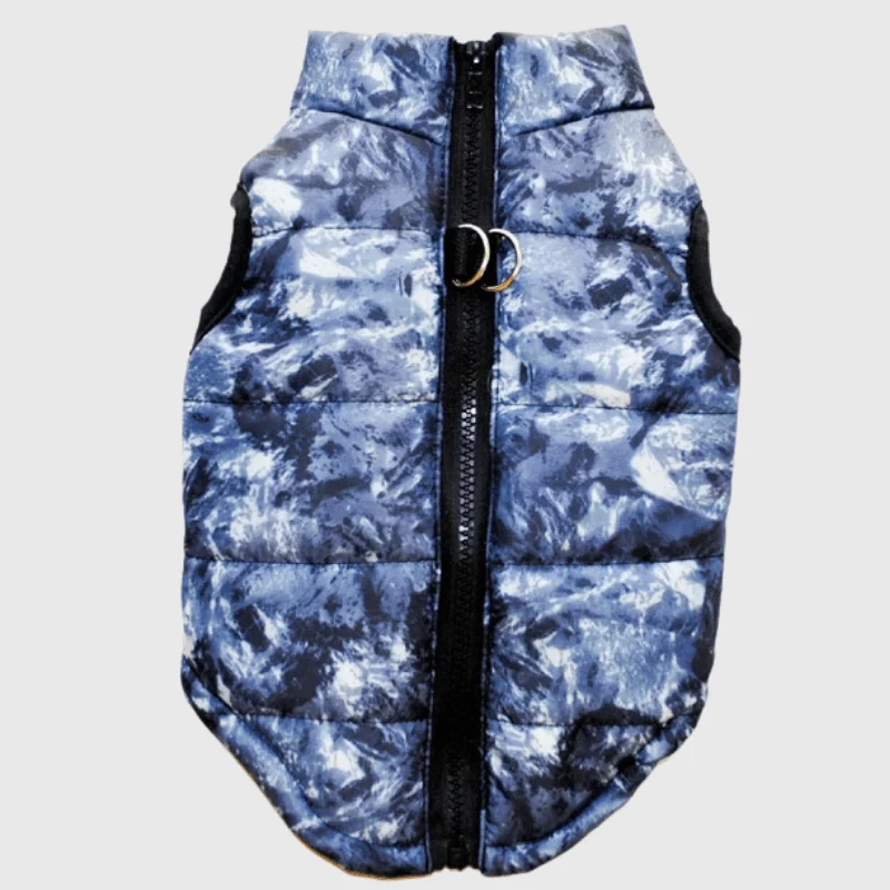 Manteau Hiver Gris Bleu Chien Zippé