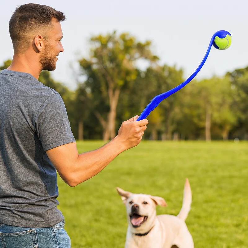 Lanceur Balle Tennis Bleu Gros Chien