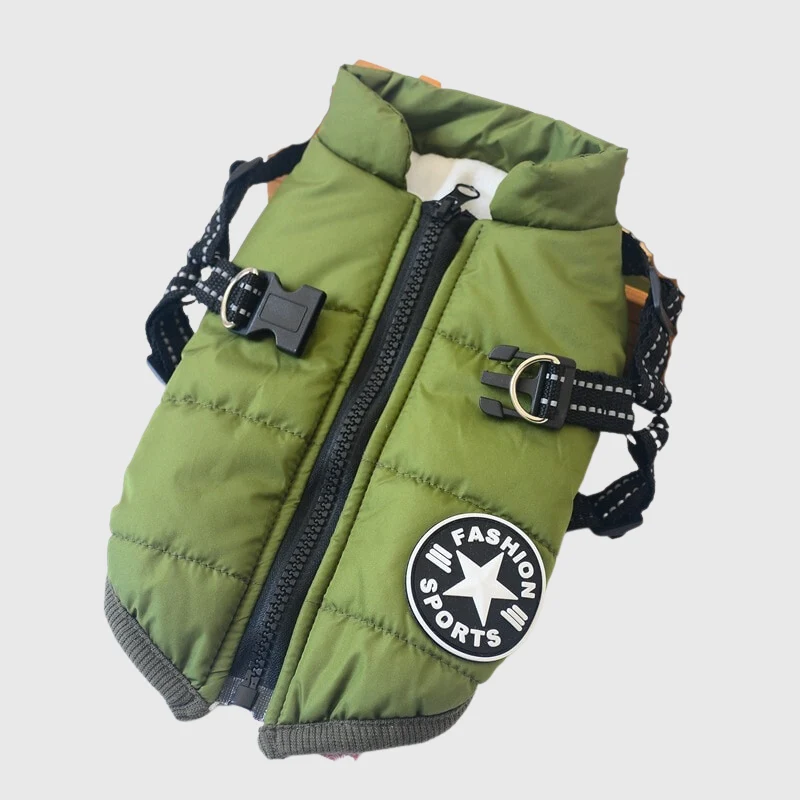 Manteau Doudoune Hiver Harnais Intégré Chien