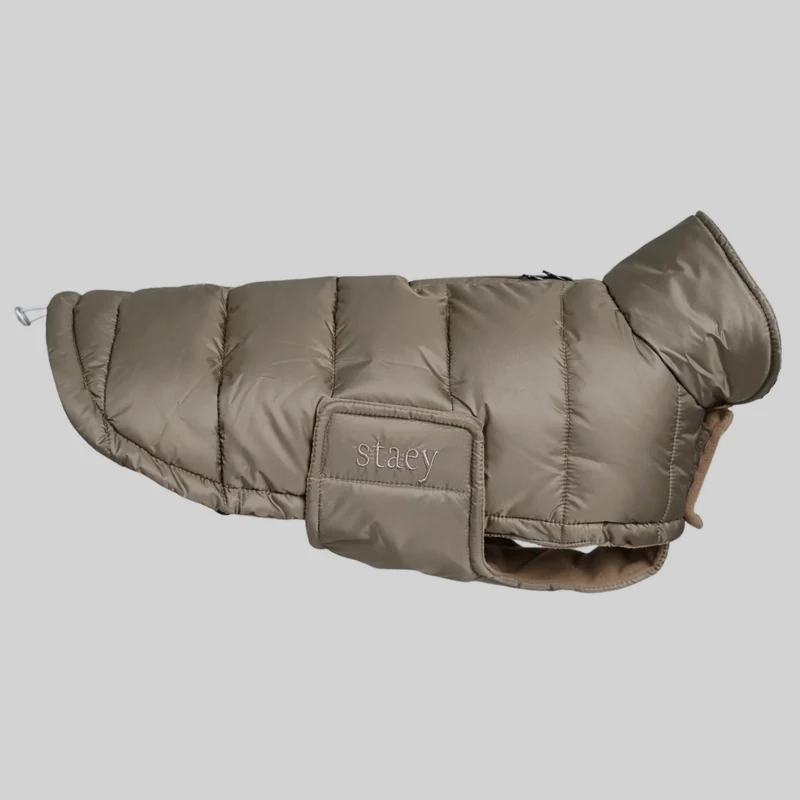 Manteau pour Chien Nora Taupe – Chaud & Imperméable (aussi en grandes tailles)