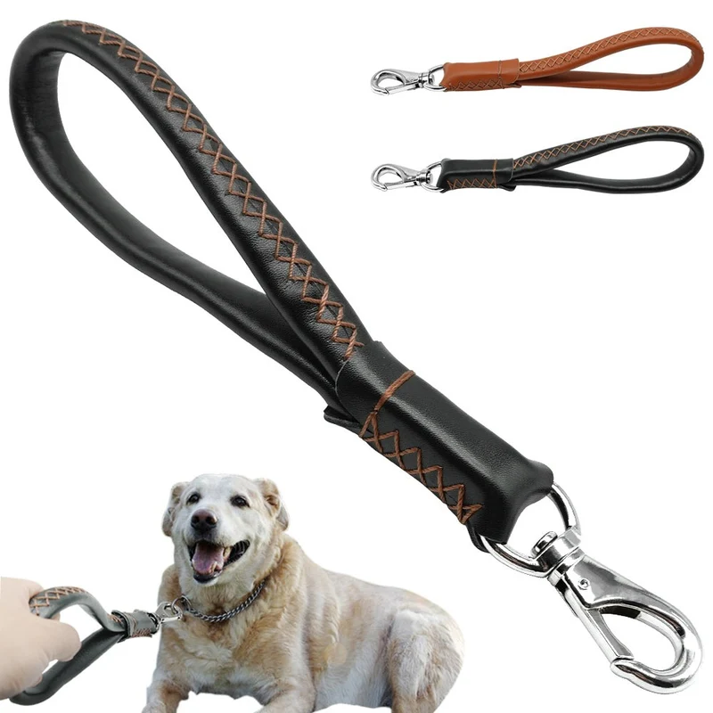 Laisse courte de dressage en cuir pour chien