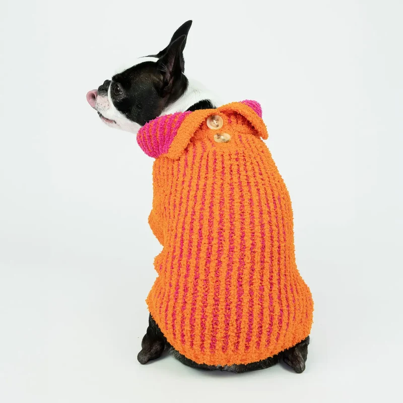PULL - Côtelé orange/rose