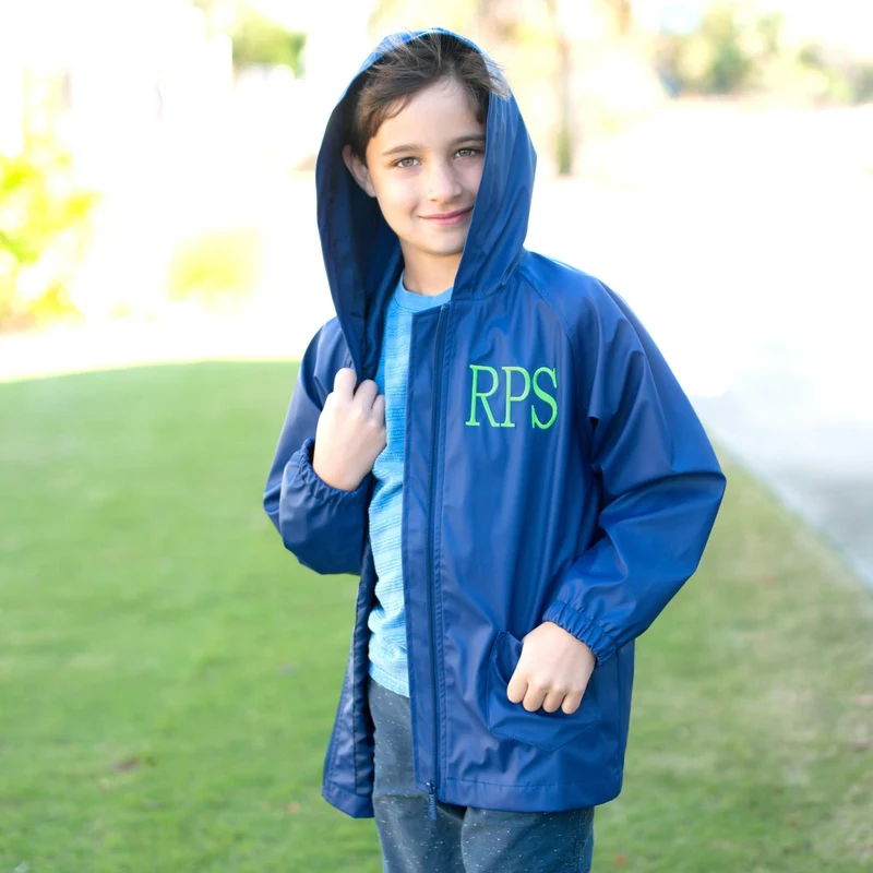 Navy Kids' Rain Jacket - Personalized
