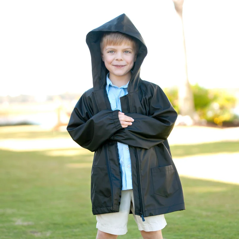 Black Kids' Rain Jacket - Personalized