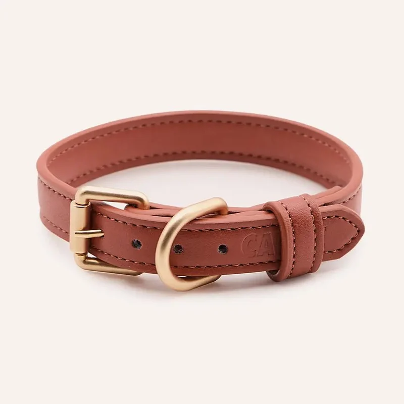 Collier pour Chien en Cuir Vegan Marron Camel – Jala